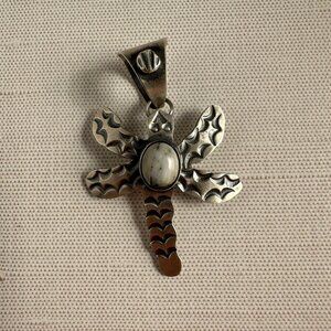 Chimney Butte White Buffalo Dragonfly Pendant Hallmarked